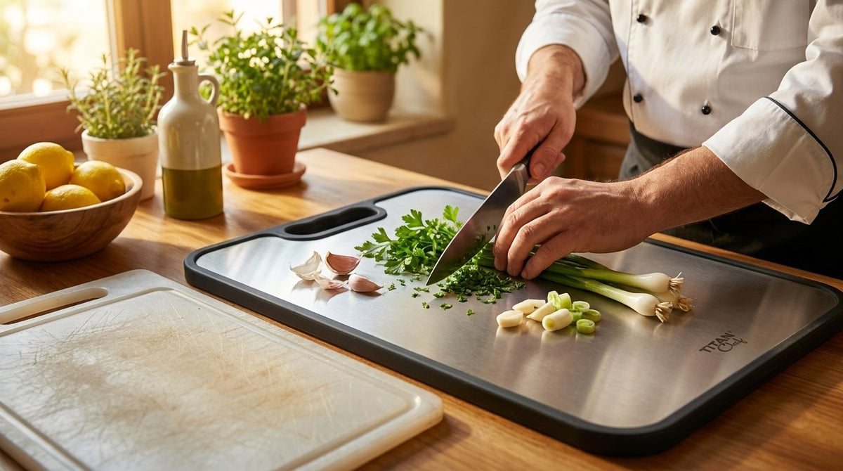 TitanChef RVS snijplank, microplastics plastic snijplank dagelijks